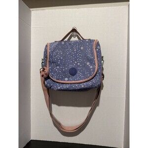 Kipling Insulated Lunch Bag Purple Pink Polka Dot Lunch Tote Monkey Keychain